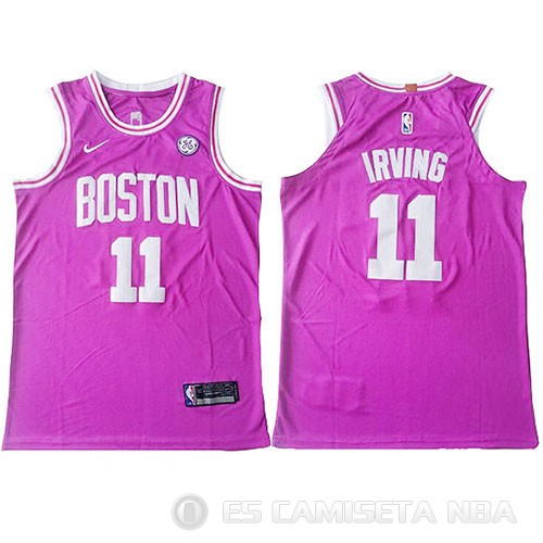Camiseta Kyrie Irving #11 Boston Celtics Autentico Rosa - Haga un click en la imagen para cerrar